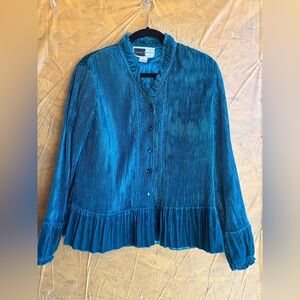 Rhonda Stark Textured Turquoise Velvet Blazer 
Size Large
